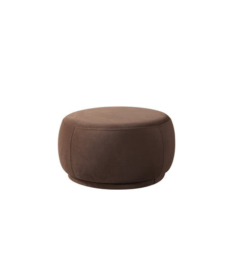 Ava Coffee Velvet Round Ottoman front angle