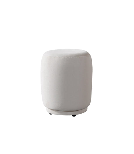 Ava Ivory Velvet Accent Stool front view