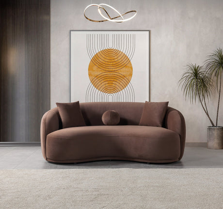 Emily Loveseat coffee velvet front view