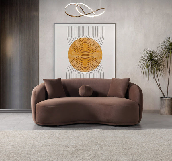 Emily Loveseat coffee velvet front view