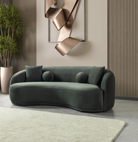 Loveseat side profile of Emily green velvet set