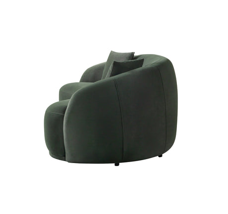 Emily Green Velvet Sofa detailed fabric and armrest