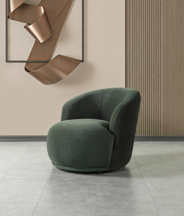 Emily Green Velvet Accent Chair side angle
