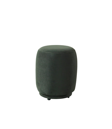 Ava Green Velvet Accent Stool angled side view