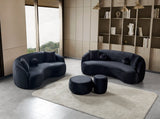 Emily Black Velvet Sofa 91" & Loveseat 81"