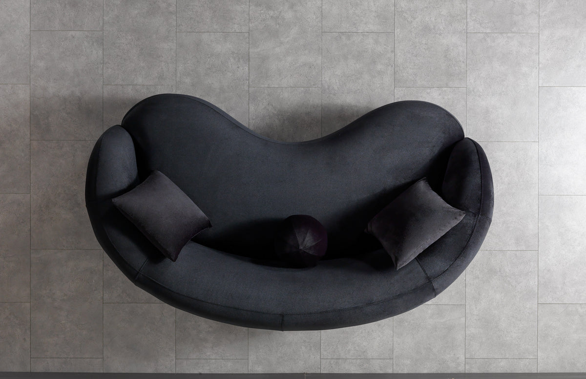 Emily Black Velvet Sofa 91" & Loveseat 81"