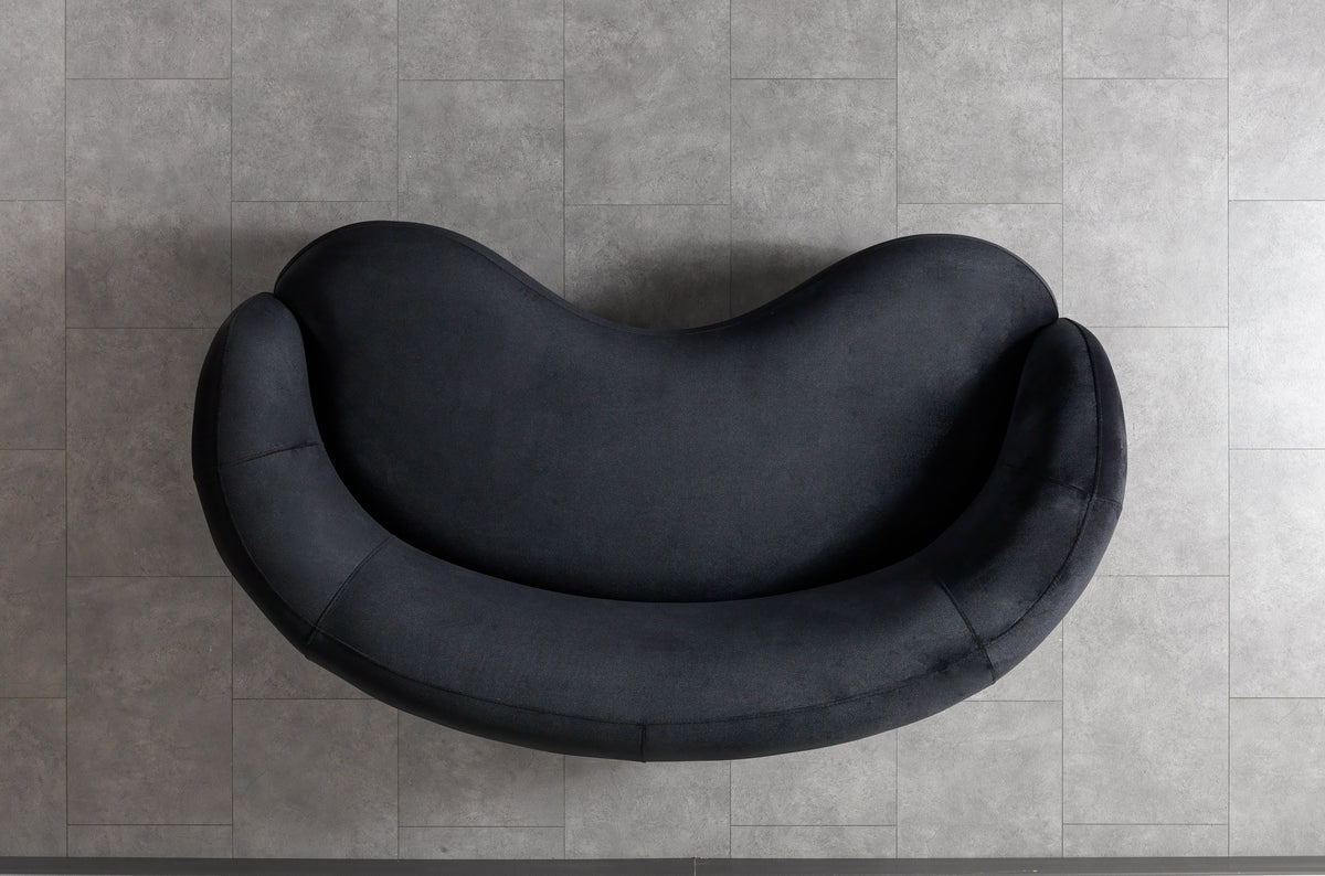 Emily Black Velvet Loveseat 81"