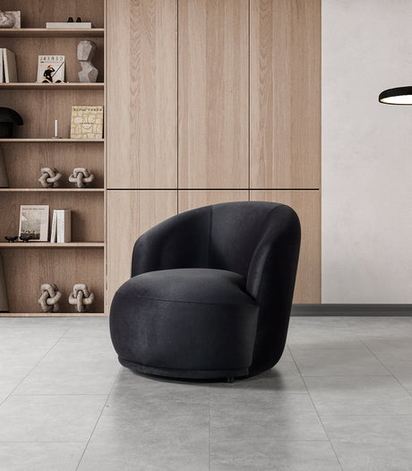 Emily Black Velvet Accent Chair front view