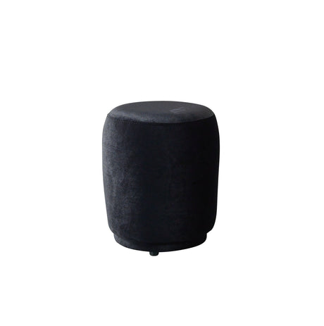 Ava Black Velvet Accent Stool angled side view