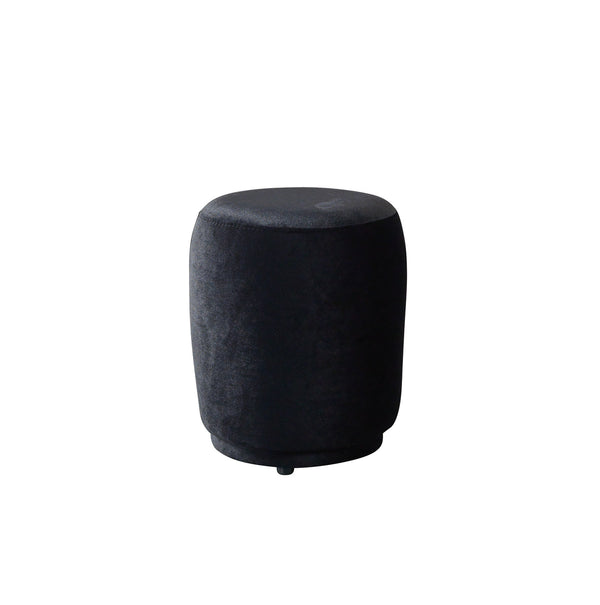 Ava Black Velvet Accent Stool angled side view