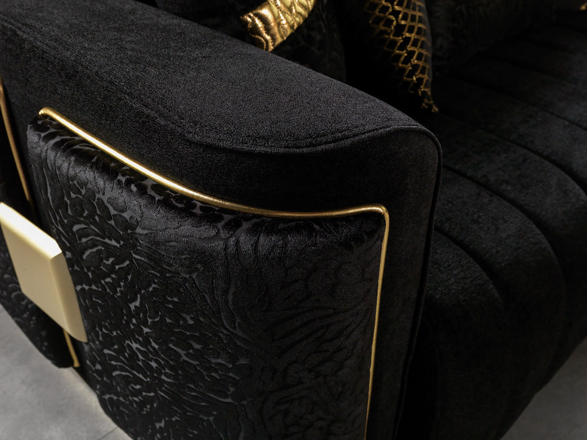 Carlina Black Velvet Sofa & Loveseat view 8