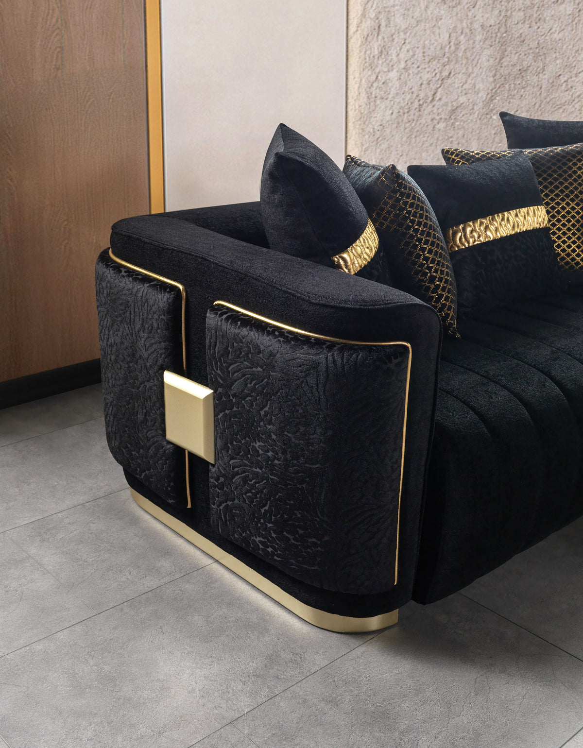 Carlina Black Velvet Sofa & Loveseat view 9