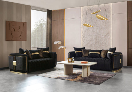 Carlina Black Velvet Sofa view 3