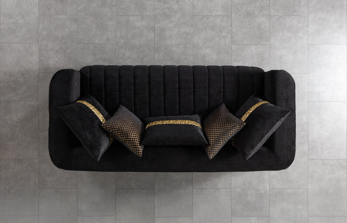 Carlina Black Velvet Sofa & Loveseat view 16