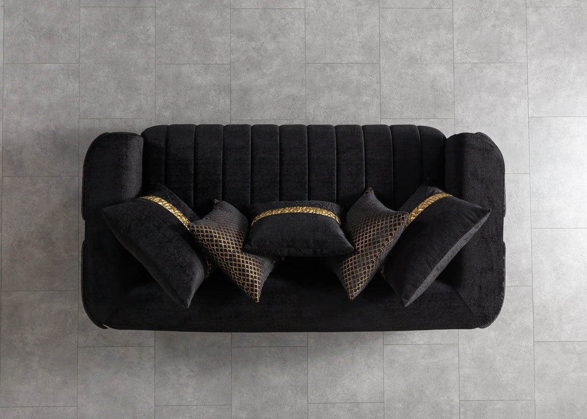 Carlina Black Velvet Sofa & Loveseat view 18