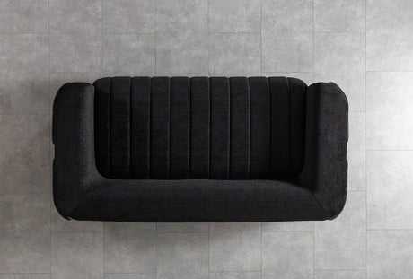 Carlina Black Velvet Loveseat 77" view 6