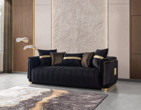 Carlina Black Velvet Sofa & Loveseat view 6