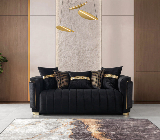 Carlina Black Velvet Loveseat 77" from Decor Furniture