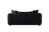 Carlina Black Velvet Loveseat 77" view 8