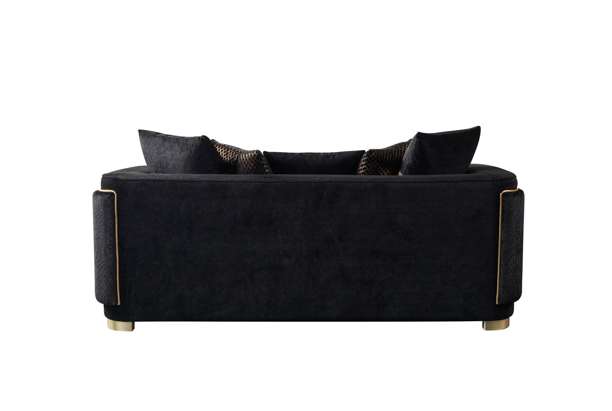 Carlina Black Velvet Loveseat 77" view 8
