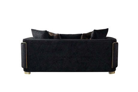 Carlina Black Velvet Loveseat 77" view 8