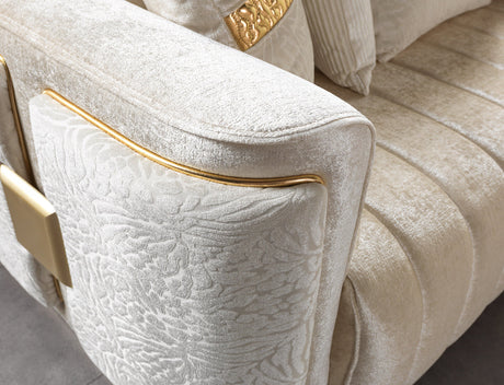 Carlina Ivory Velvet Sofa view 9