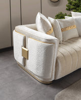 Carlina Ivory Velvet Sofa view 10