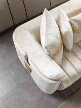 Carlina Ivory Velvet Sofa view 12