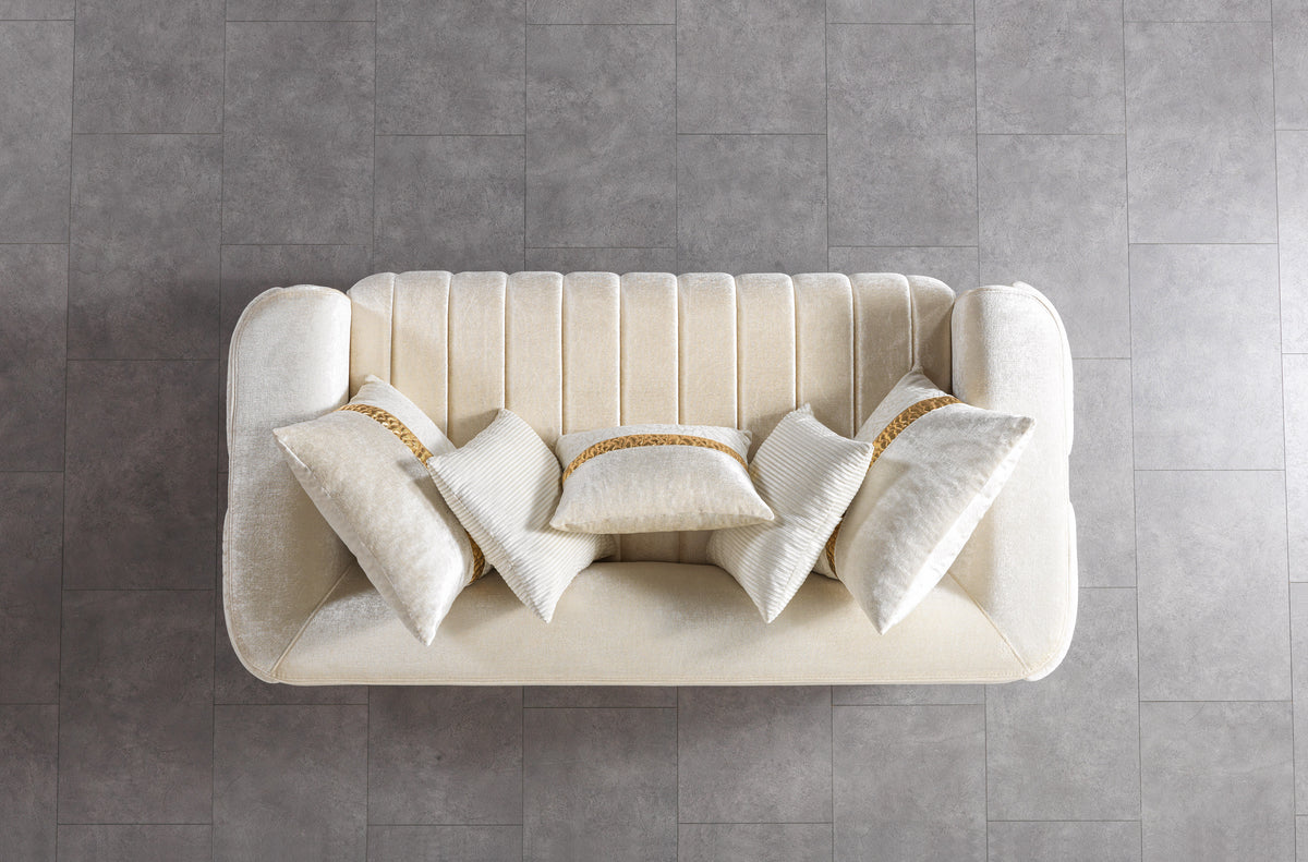 Carlina Ivory Velvet Loveseat 77" view 5