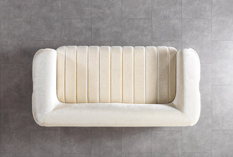 Carlina Ivory Velvet Loveseat 77" view 6