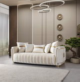 Carlina Ivory Velvet Sofa view 4