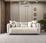 Carlina Ivory Velvet Sofa & Loveseat view 5