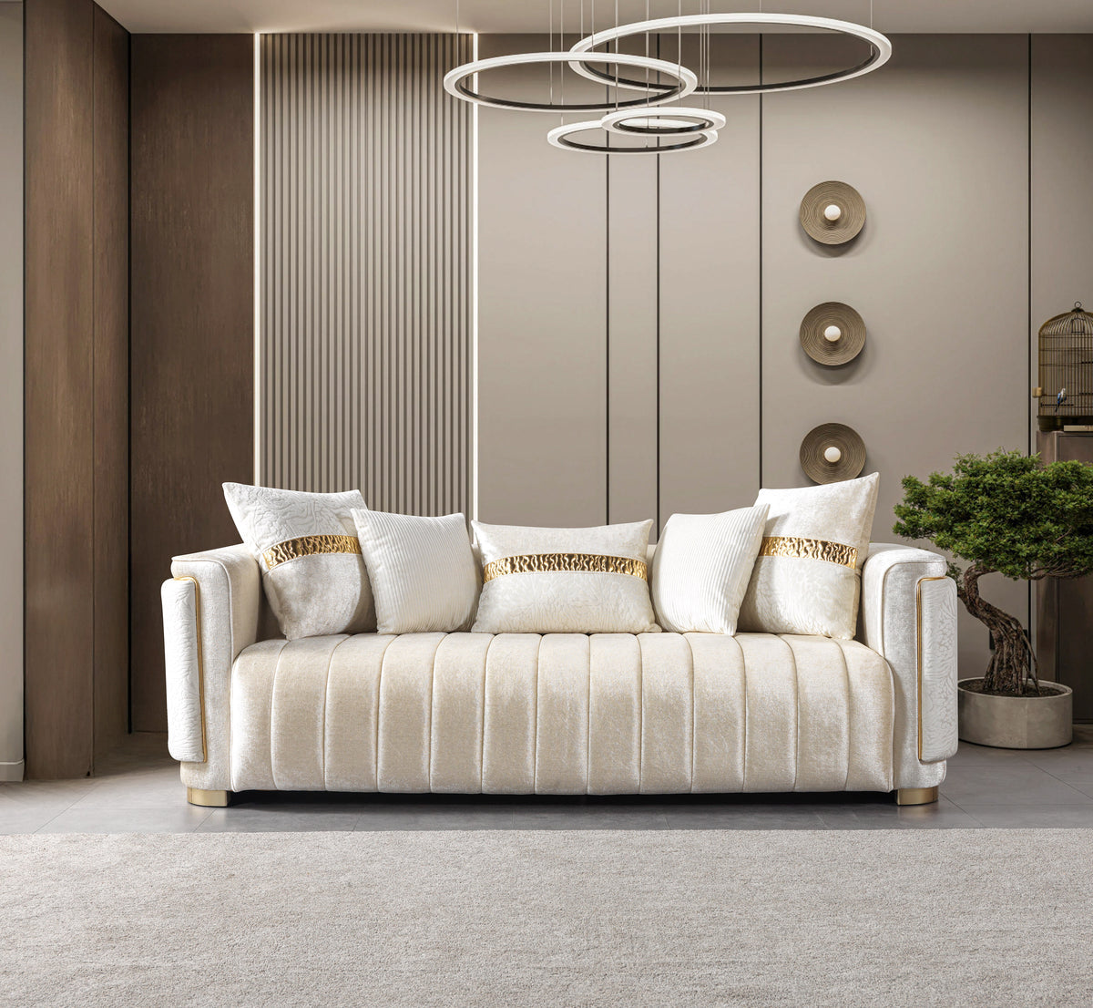 Carlina Ivory Velvet Sofa from Decor Furniture