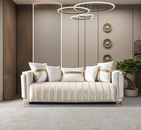 Carlina Ivory Velvet Sofa from Decor Furniture