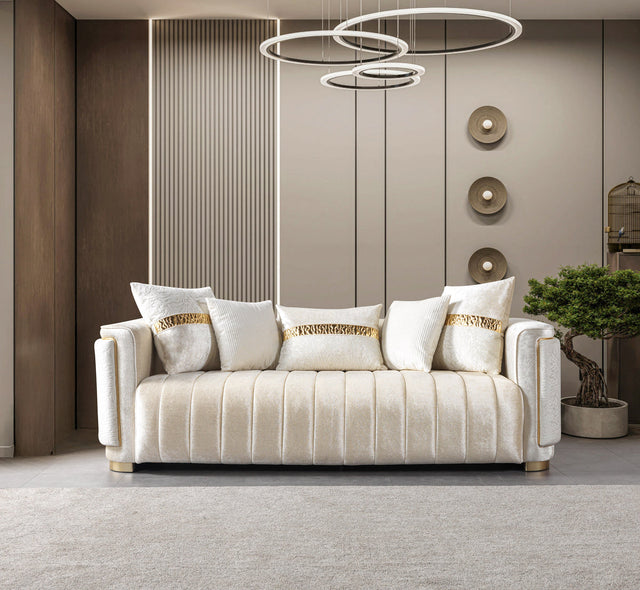 Carlina Ivory Velvet Sofa from Decor Furniture