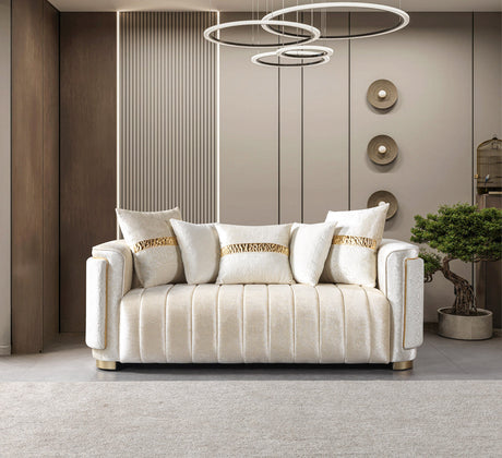 Carlina Ivory Velvet Loveseat 77" from Decor Furniture