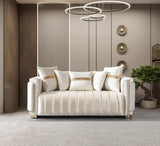 Carlina Ivory Velvet Sofa & Loveseat view 8