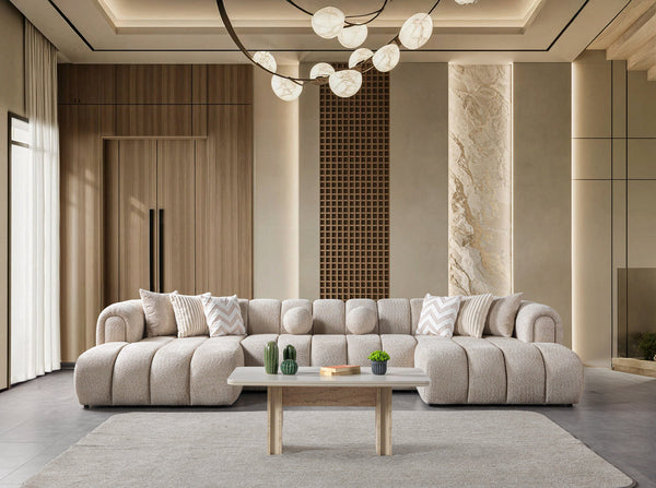 Lis Sand Boucle Double Chaise 147" Sectional from Decor Furniture