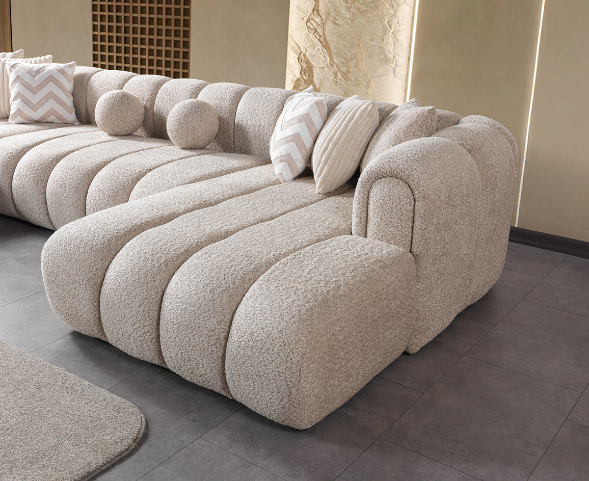 Lis Sand Boucle Double Chaise 147" Sectional view 6