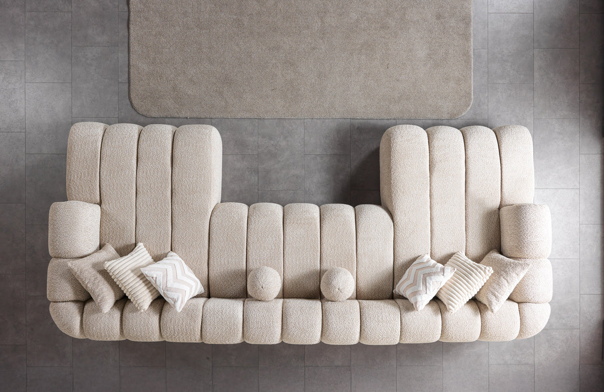Lis Sand Boucle Double Chaise 147" Sectional view 4