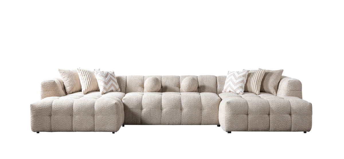 Ivy Sand Boucle Double Chaise 146" Sectional view 13