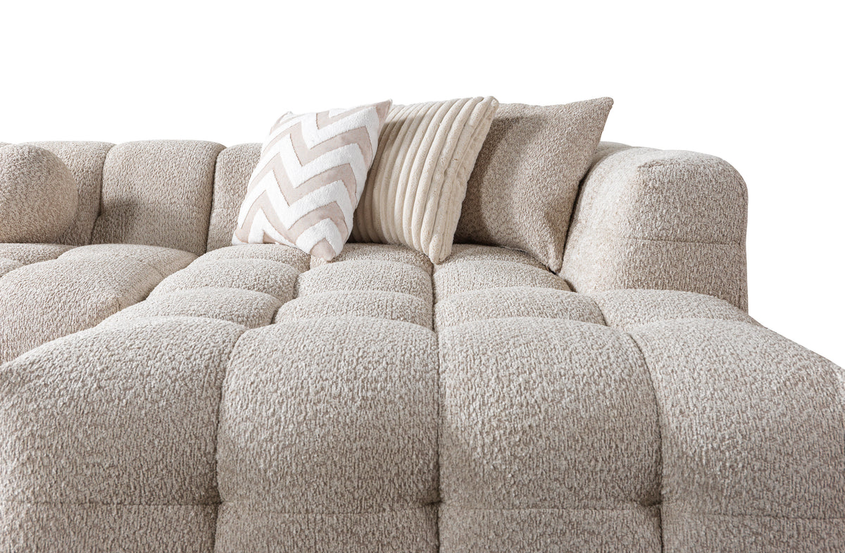 Ivy Sand Boucle Double Chaise 146" Sectional view 8