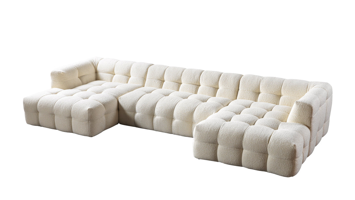 Ivy Ivory Boucle Double Chaise 146" Sectional view 15