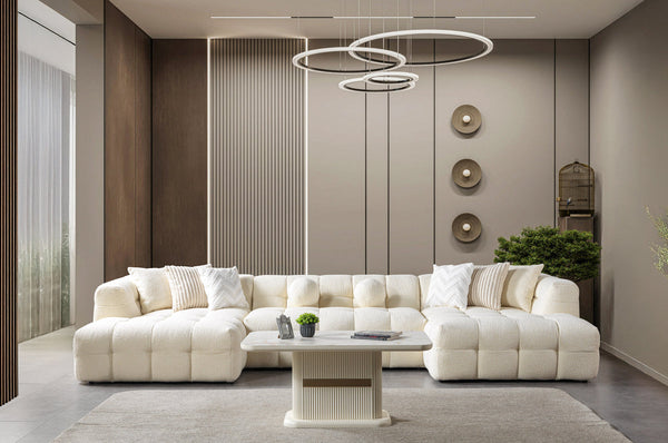 Ivy Ivory Boucle Double Chaise 146" Sectional from Decor Furniture