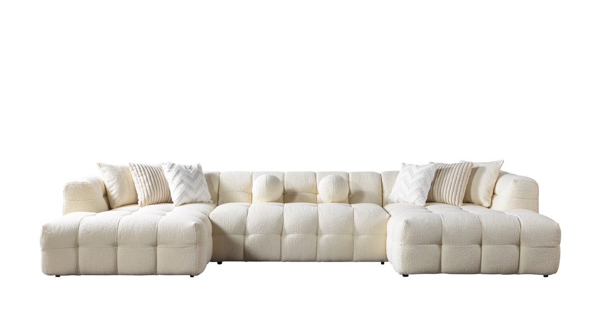 Ivy Ivory Boucle Double Chaise 146" Sectional view 13