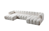 Lis Ivory Boucle Double Chaise 147" Sectional view 15
