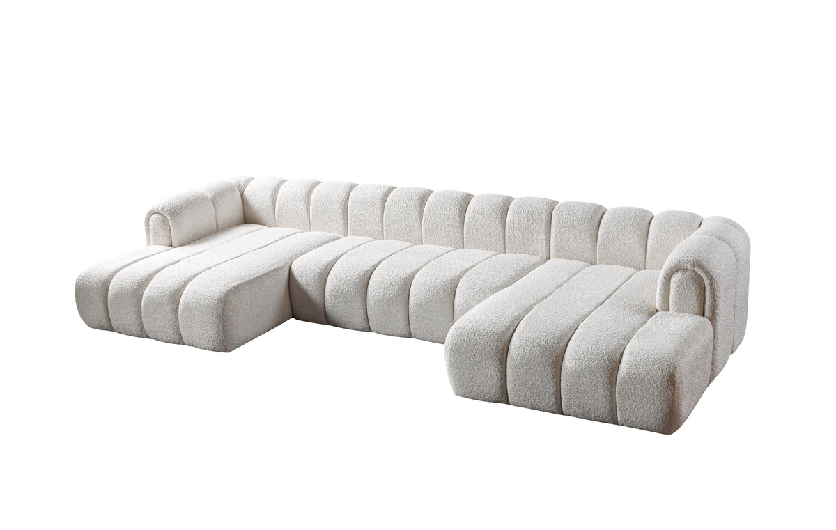 Lis Ivory Boucle Double Chaise 147" Sectional view 15