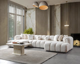 Lis Ivory Boucle Double Chaise 147" Sectional view 2