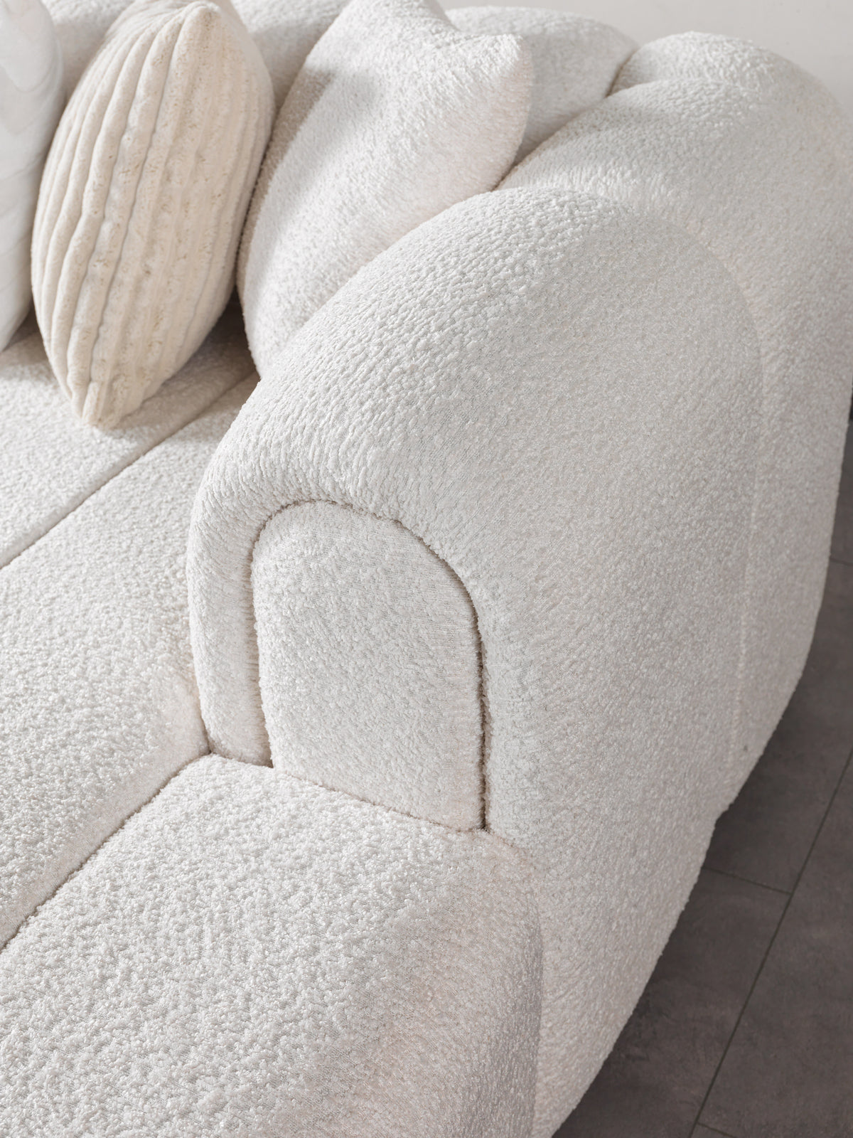 Lis Ivory Boucle Double Chaise 147" Sectional view 10