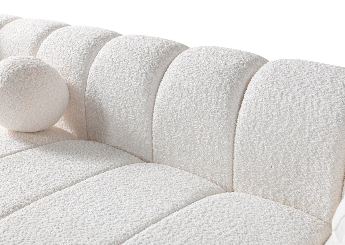 Lis Ivory Boucle Double Chaise 147" Sectional view 12